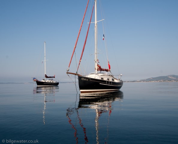 Sister ships Doolittle and Caraway together at anchor. Hyeres, France, June 2008